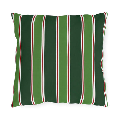 Green Stripe Outdoor Pillow | Patio Cushion, Striped Garden Decor