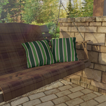 Green Stripe Outdoor Pillow | Patio Cushion, Striped Garden Decor