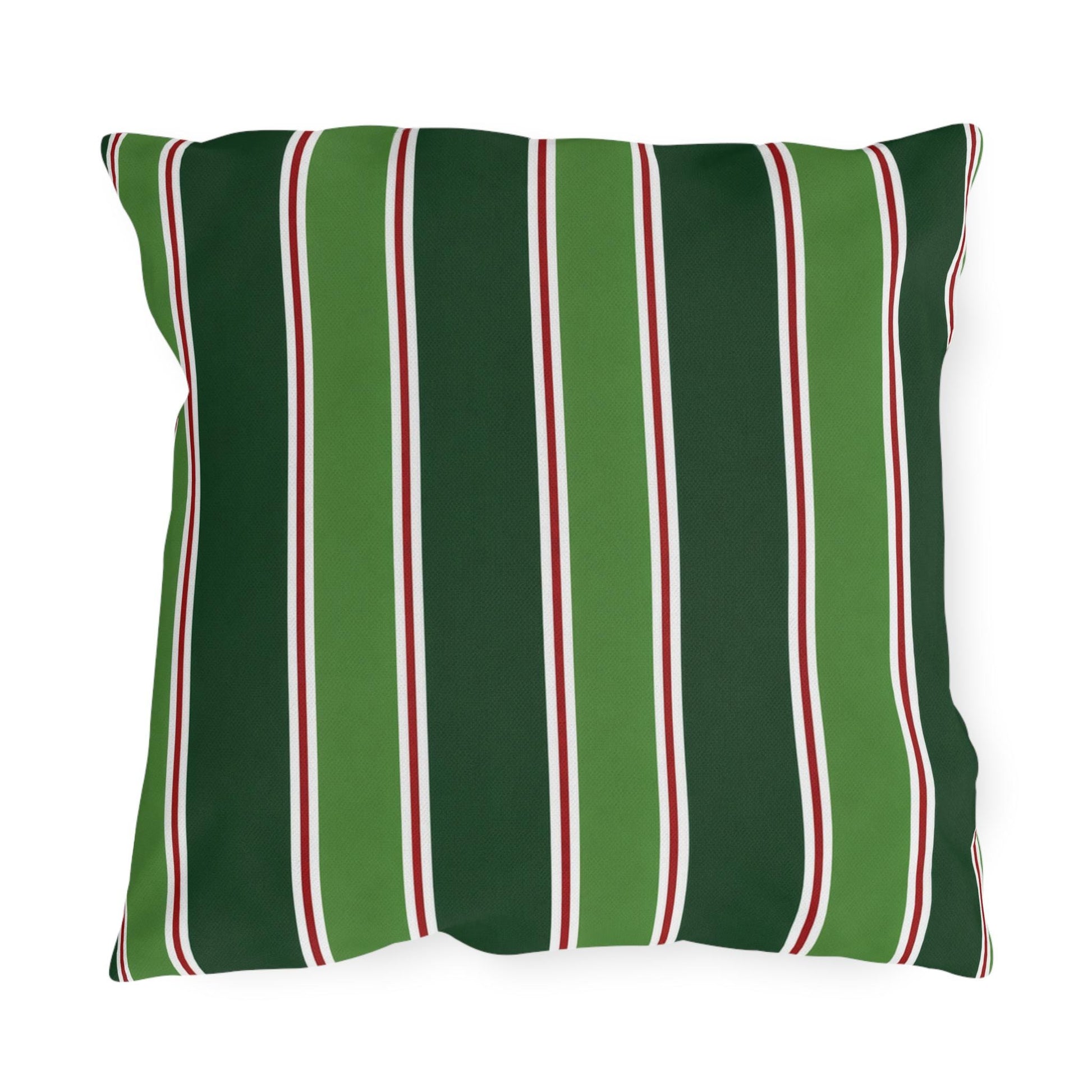 Green Stripe Outdoor Pillow | Patio Cushion, Striped Garden Decor