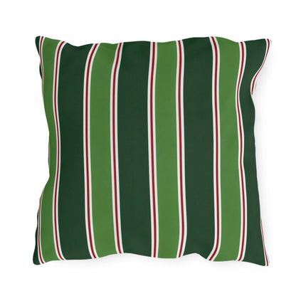 Green Stripe Outdoor Pillow | Patio Cushion, Striped Garden Decor