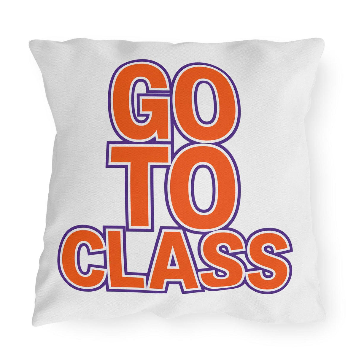 Go To Class Call Your Mom Outdoor Pillow | Bold Retro Lettering Accent Pillow