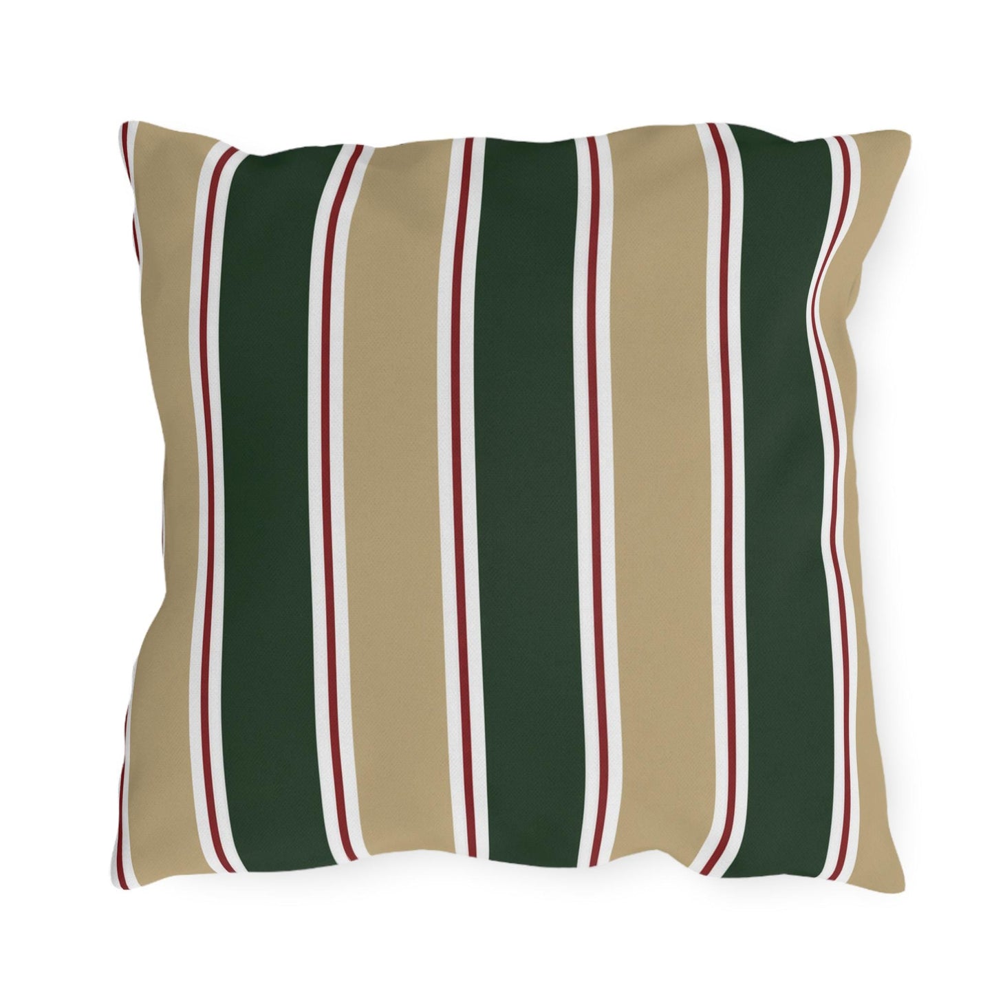 Green and Tan Striped Outdoor Pillow | Patio Cushion, Sunproof Stripe