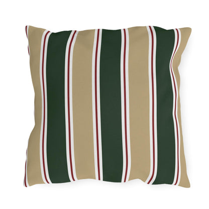 Green and Tan Striped Outdoor Pillow | Patio Cushion, Sunproof Stripe