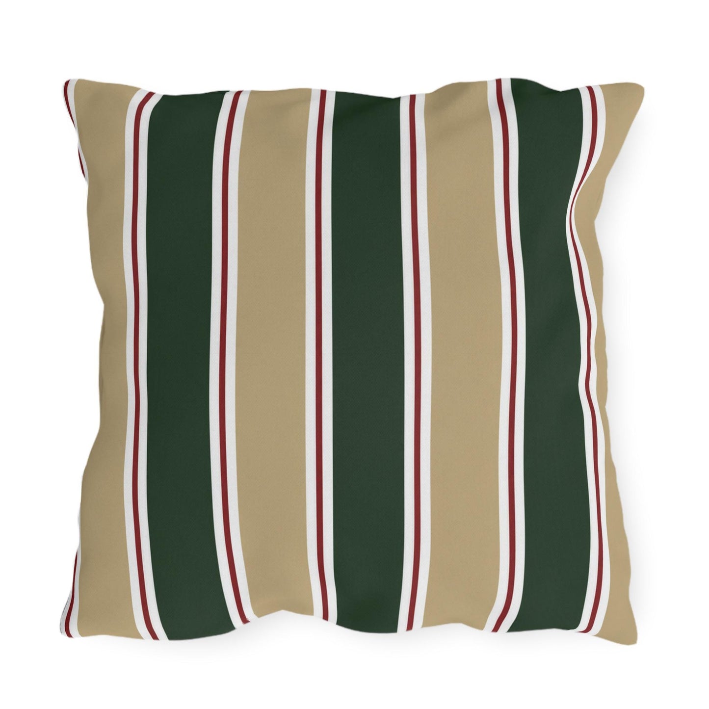 Green and Tan Striped Outdoor Pillow | Patio Cushion, Sunproof Stripe