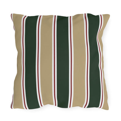 Green and Tan Striped Outdoor Pillow | Patio Cushion, Sunproof Stripe