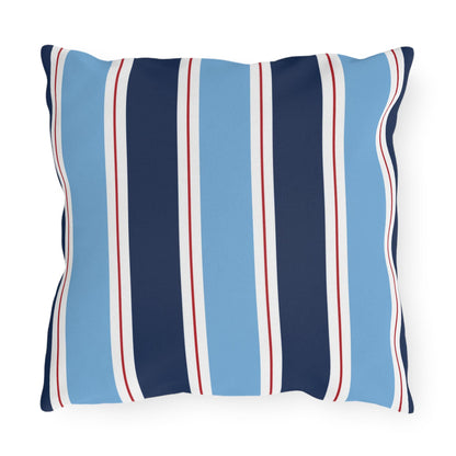 Nautical Blue Red Stripe Outdoor Pillow | Patio Cushion