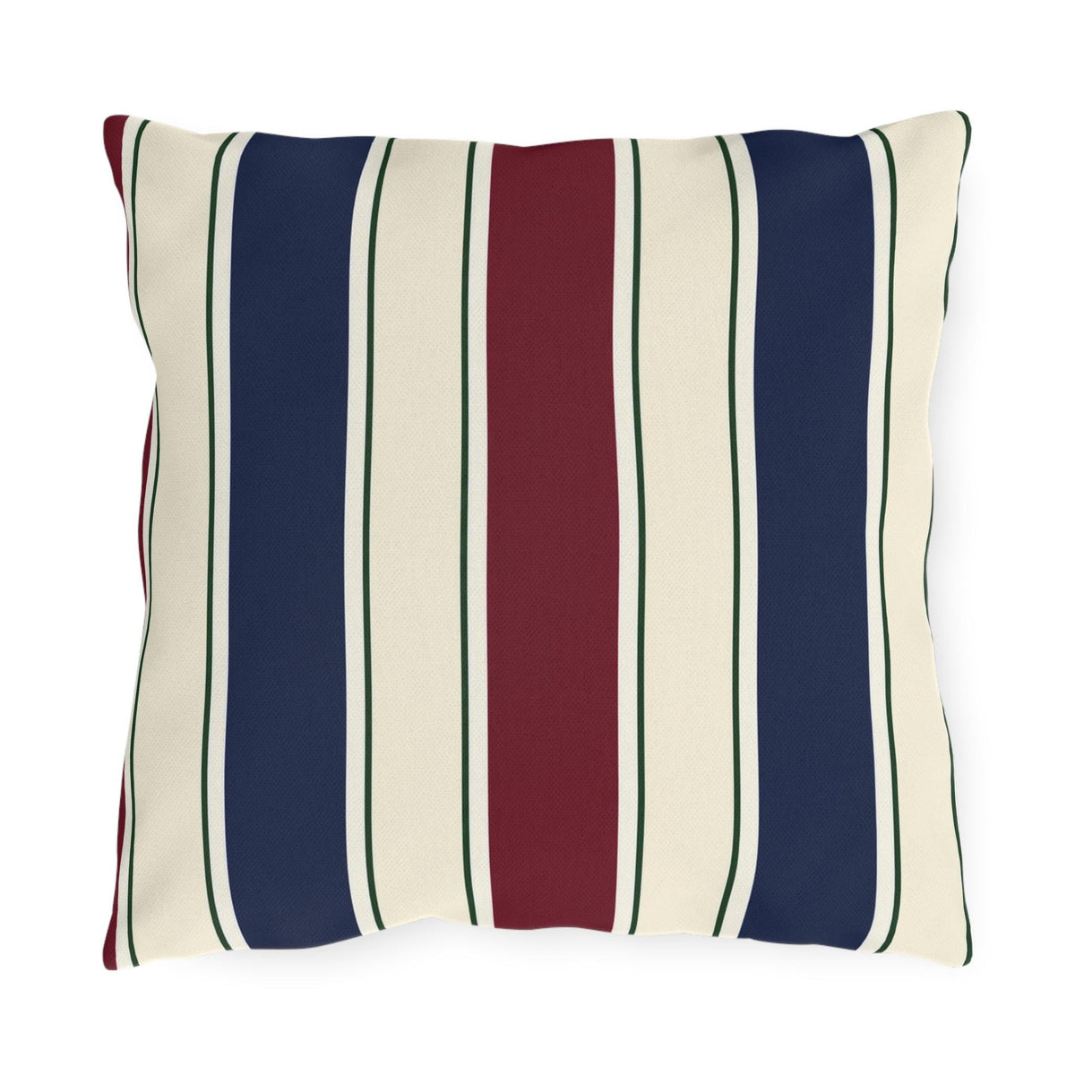 Nautical Striped Outdoor Pillow | Blue Red Cream Patio Cushion