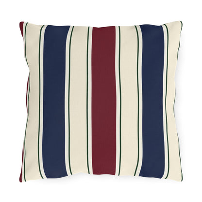Nautical Striped Outdoor Pillow | Blue Red Cream Patio Cushion