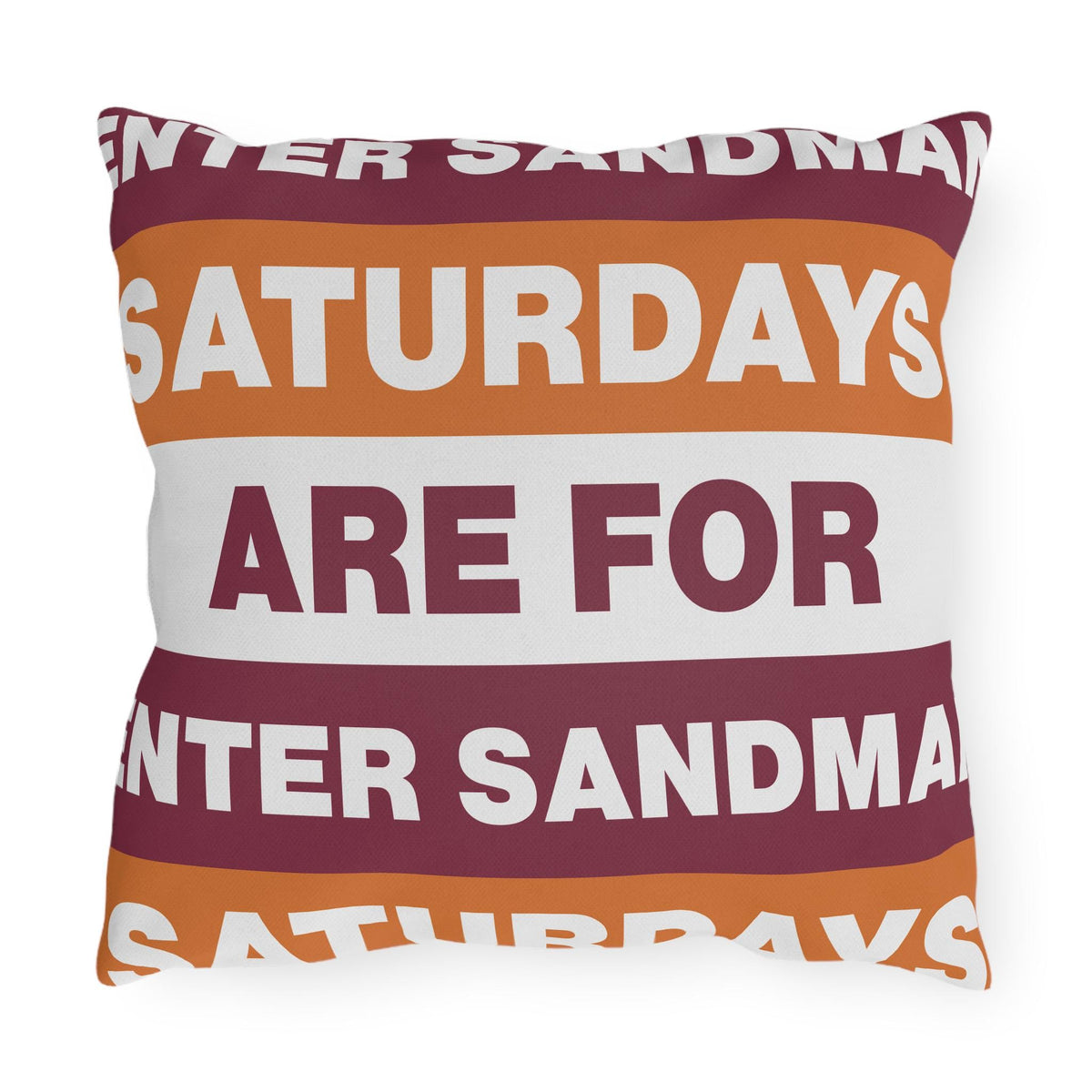 Saturdays Are For Winter Sandman Pillow | Outdoor Pillow, Striped Text Design