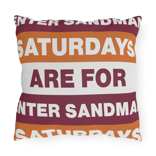 Saturdays Are For Winter Sandman Pillow | Outdoor Pillow, Striped Text Design