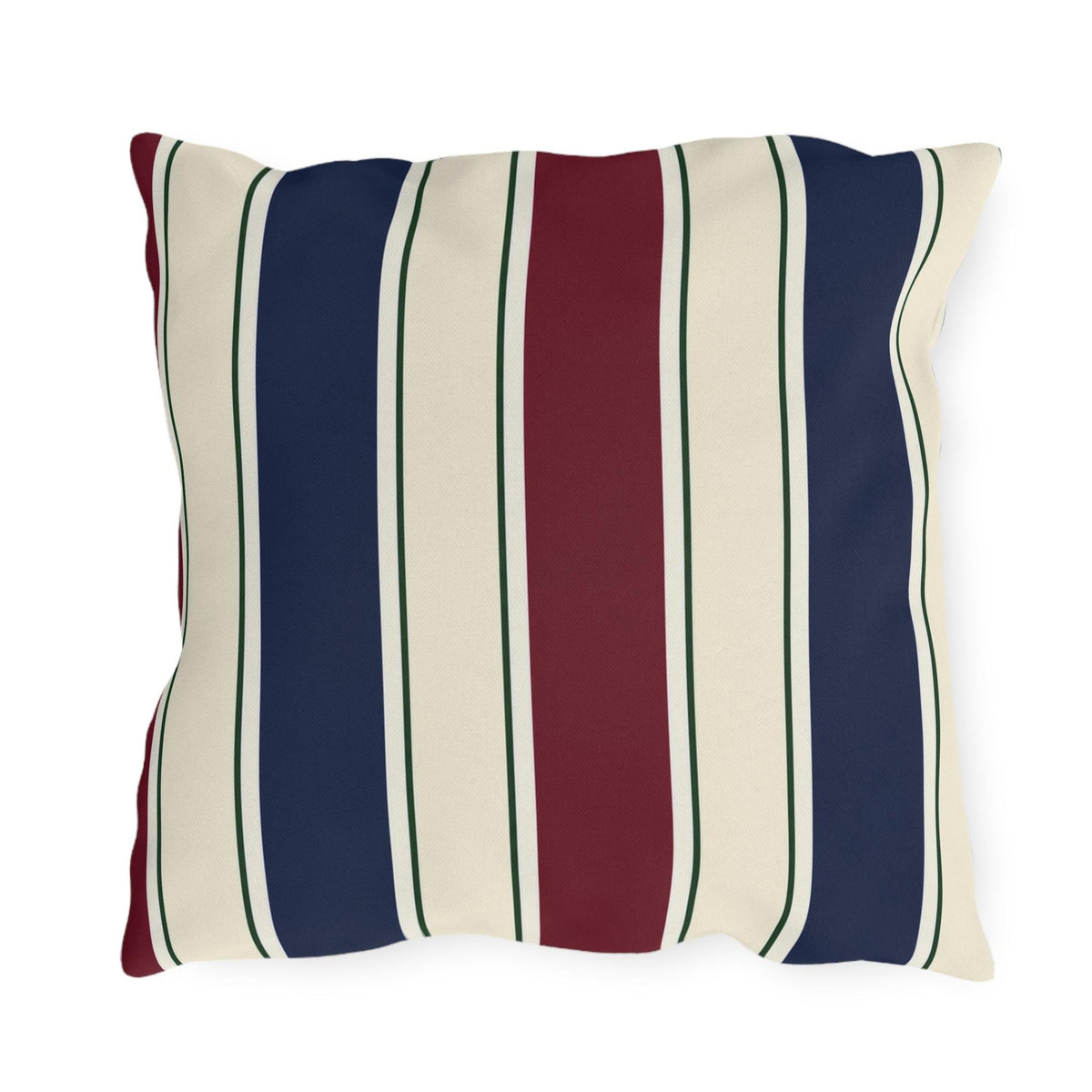 Nautical Striped Outdoor Pillow | Blue Red Cream Patio Cushion