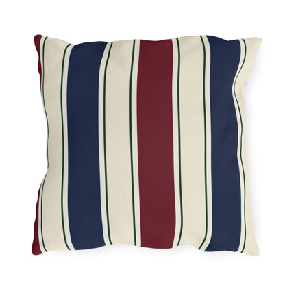 Nautical Striped Outdoor Pillow | Blue Red Cream Patio Cushion