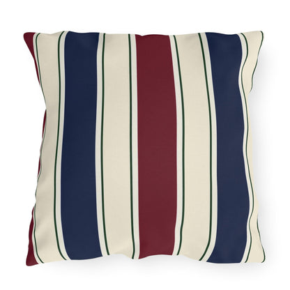 Nautical Striped Outdoor Pillow | Blue Red Cream Patio Cushion