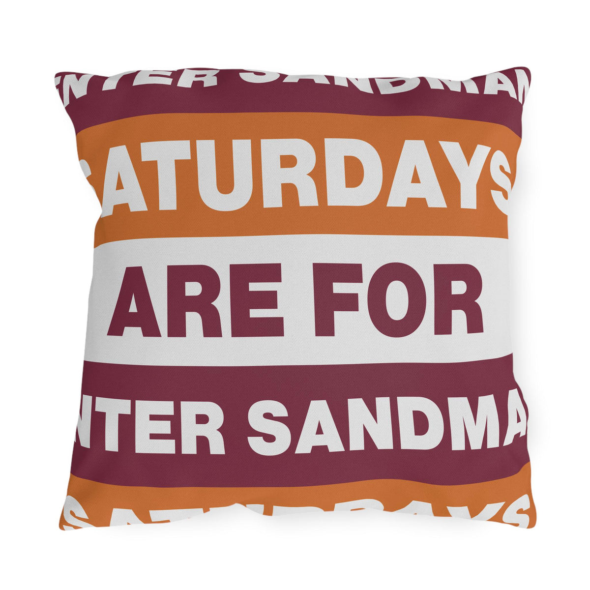 Saturdays Are For Winter Sandman Pillow | Outdoor Pillow, Striped Text Design