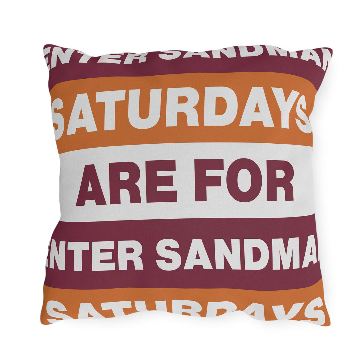 Saturdays Are For Winter Sandman Pillow | Outdoor Pillow, Striped Text Design
