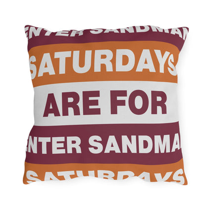 Saturdays Are For Winter Sandman Pillow | Outdoor Pillow, Striped Text Design