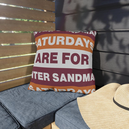 Saturdays Are For Winter Sandman Pillow | Outdoor Pillow, Striped Text Design