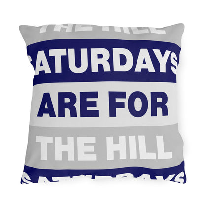Saturdays Are For The Hill Outdoor Pillow | Striped Text Accent Cushion