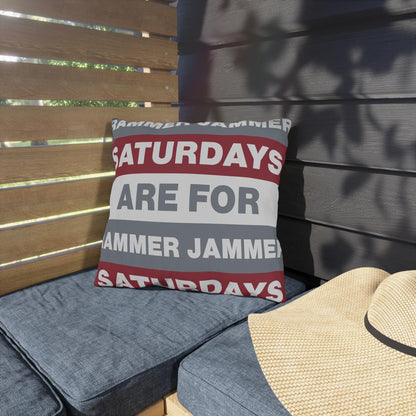 Saturdays Are For Jammer Jammer Pillow | Outdoor Pillow, Bold Striped Typography