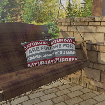 Saturdays Are For Jammer Jammer Pillow | Outdoor Pillow, Bold Striped Typography