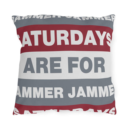 Saturdays Are For Jammer Jammer Pillow | Outdoor Pillow, Bold Striped Typography