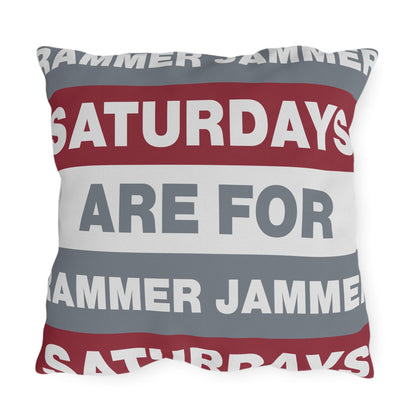 Saturdays Are For Jammer Jammer Pillow | Outdoor Pillow, Bold Striped Typography