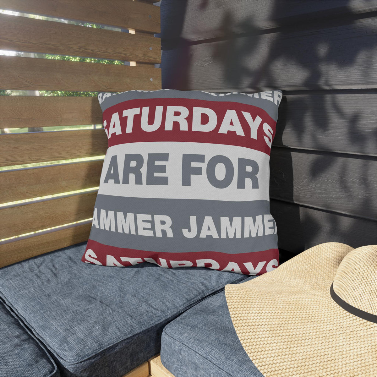 Saturdays Are For Jammer Jammer Pillow | Outdoor Pillow, Bold Striped Typography