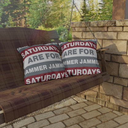 Saturdays Are For Jammer Jammer Pillow | Outdoor Pillow, Bold Striped Typography