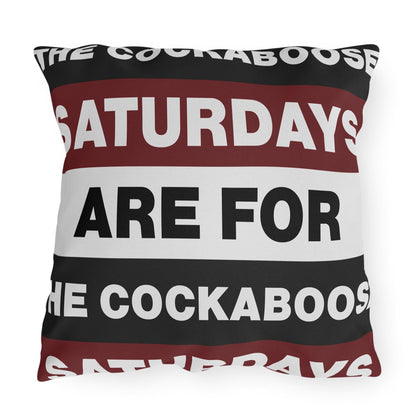 Saturdays Are For The Cockabooses Outdoor Pillow | Striped Text Design