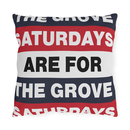 Saturdays Are For The Grove Pillow | Outdoor Pillow, Nautical Red Navy Stripes