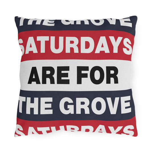 Saturdays Are For The Grove Pillow | Outdoor Pillow, Nautical Red Navy Stripes