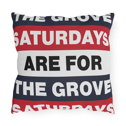 Saturdays Are For The Grove Pillow | Outdoor Pillow, Nautical Red Navy Stripes