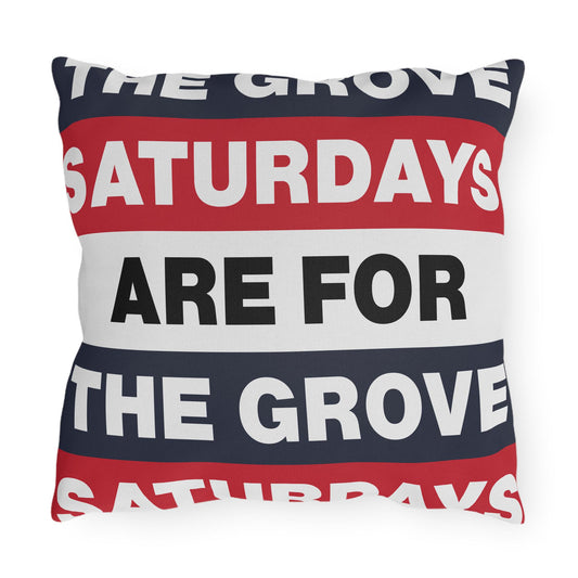 Saturdays Are For The Grove Pillow | Outdoor Pillow, Nautical Red Navy Stripes