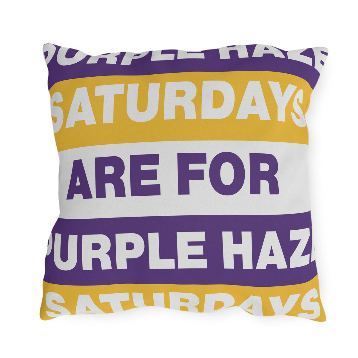 Saturdays Are For The Hill Outdoor Pillow | Bold Striped Typography
