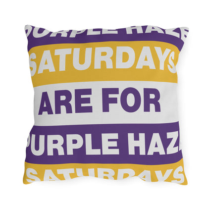 Saturdays Are For The Hill Outdoor Pillow | Bold Striped Typography