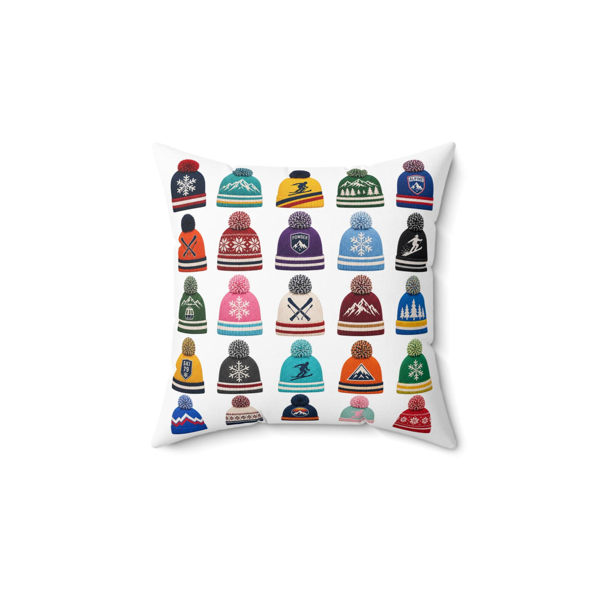 Vintage Skis Pillow | Retro Ski Gear Pattern Spun Polyester Square Pillow