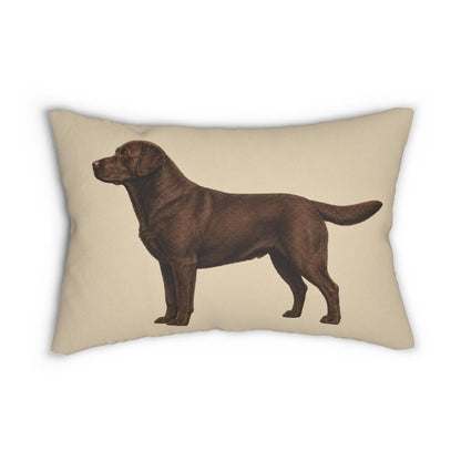 Chocolate Labrador Illustration Lumbar Pillow | Dog Breed Throw Pillow
