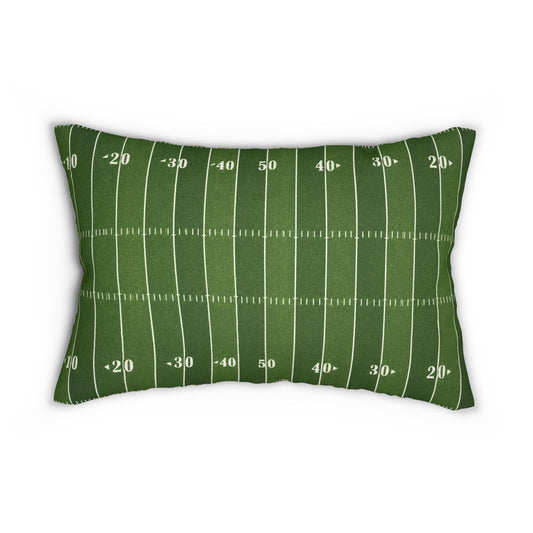 Football Field Yardline Lumbar Pillow | Green Turf Throw Pillow