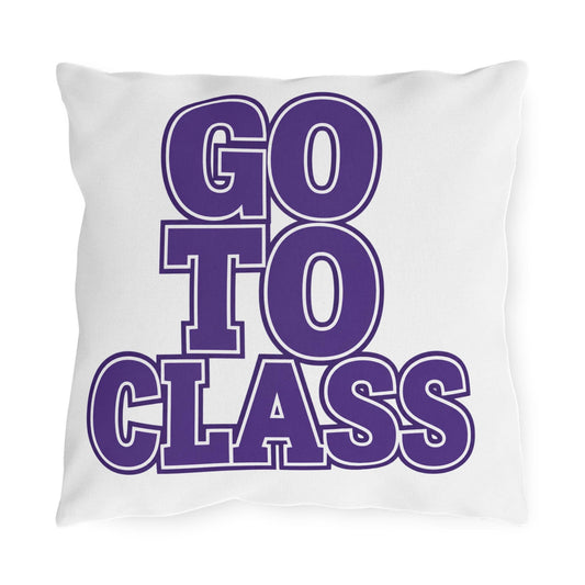 Go To Class | Outdoor Pillow, Bold Purple Typography Campus Decor