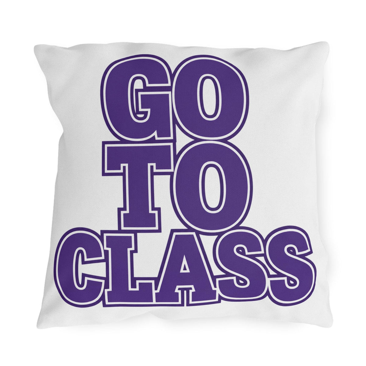 Go To Class | Outdoor Pillow, Bold Purple Typography Campus Decor