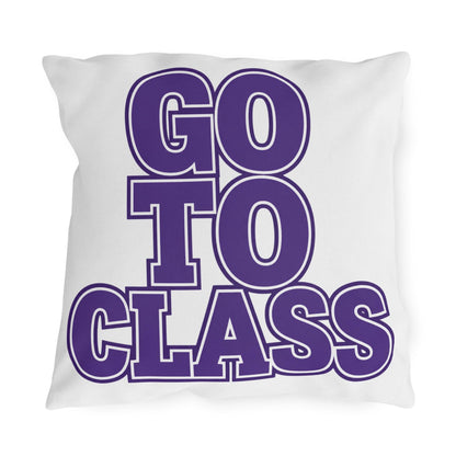 Go To Class | Outdoor Pillow, Bold Purple Typography Campus Decor