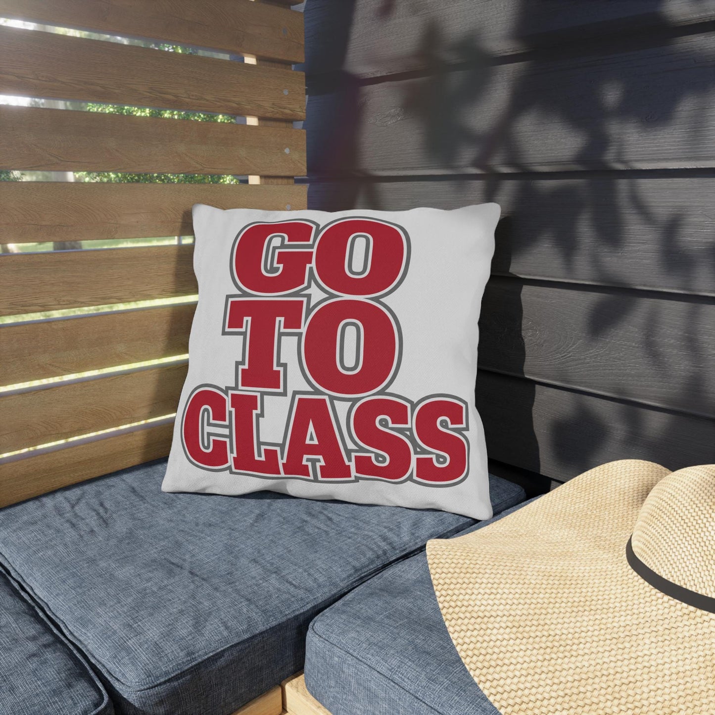 Bold Red Lettering 'GO TO CLASS' Pillow | Outdoor Pillow