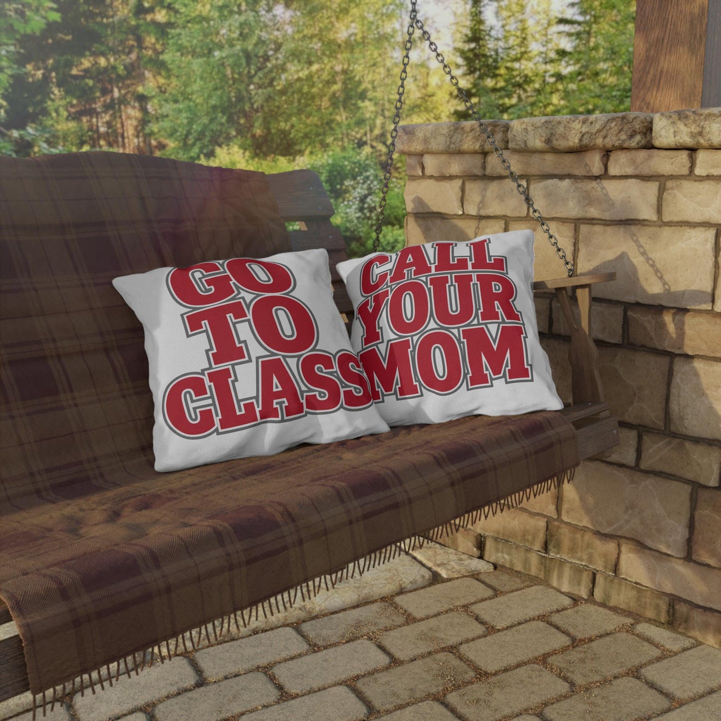 Bold Red Lettering 'GO TO CLASS' Pillow | Outdoor Pillow