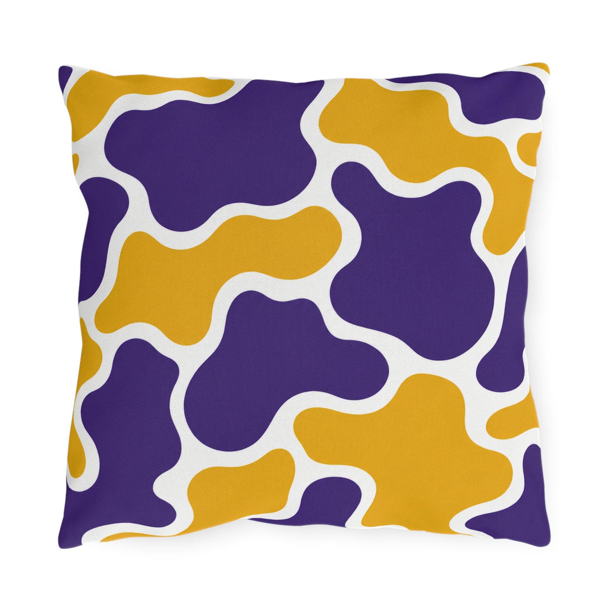 Abstract Purple and Gold Camo Outdoor Pillow | Modern Organic Pattern