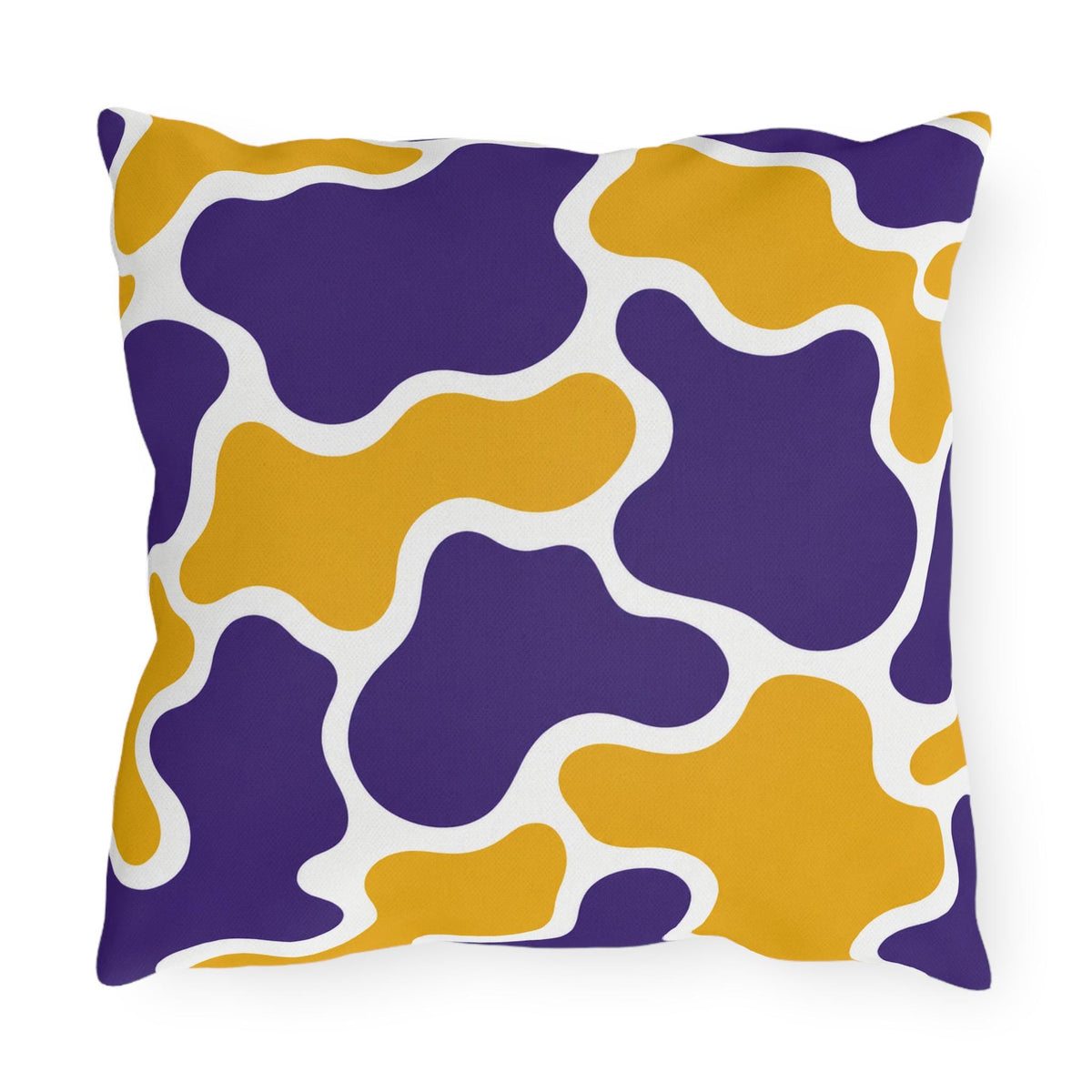 Abstract Purple and Gold Camo Outdoor Pillow | Modern Organic Pattern