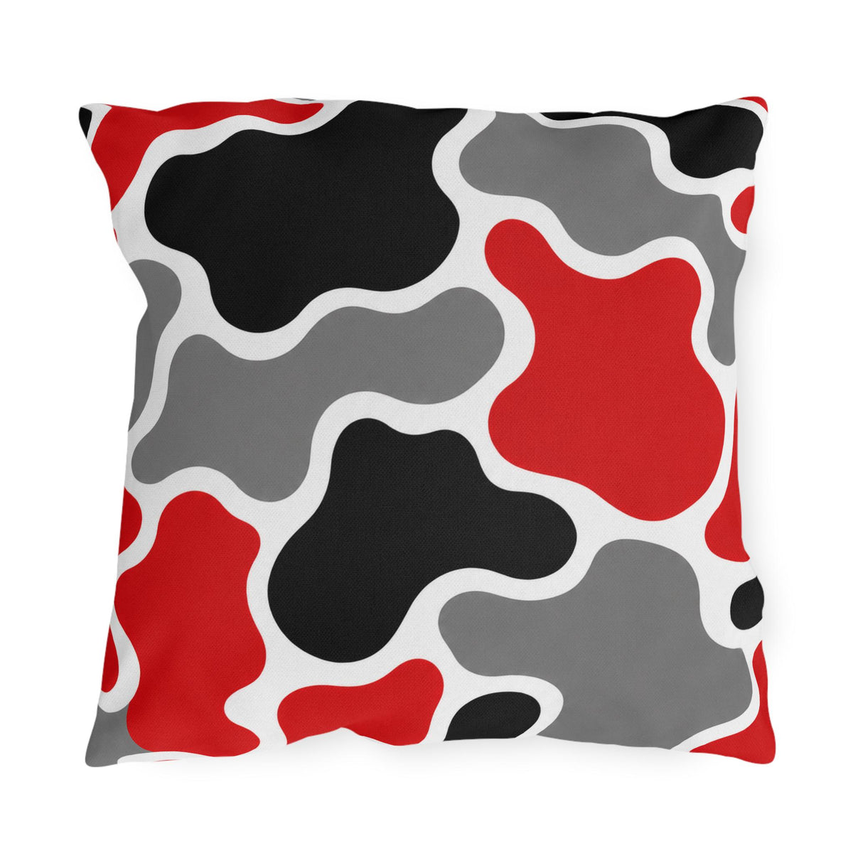 Abstract Red Black Gray Camouflage Outdoor Pillow | Modern Patio Decor