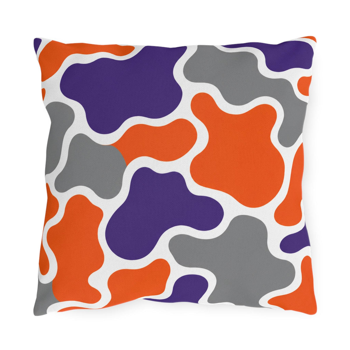 Abstract Organic Shapes Outdoor Pillow | Orange Purple Gray Modern Pattern