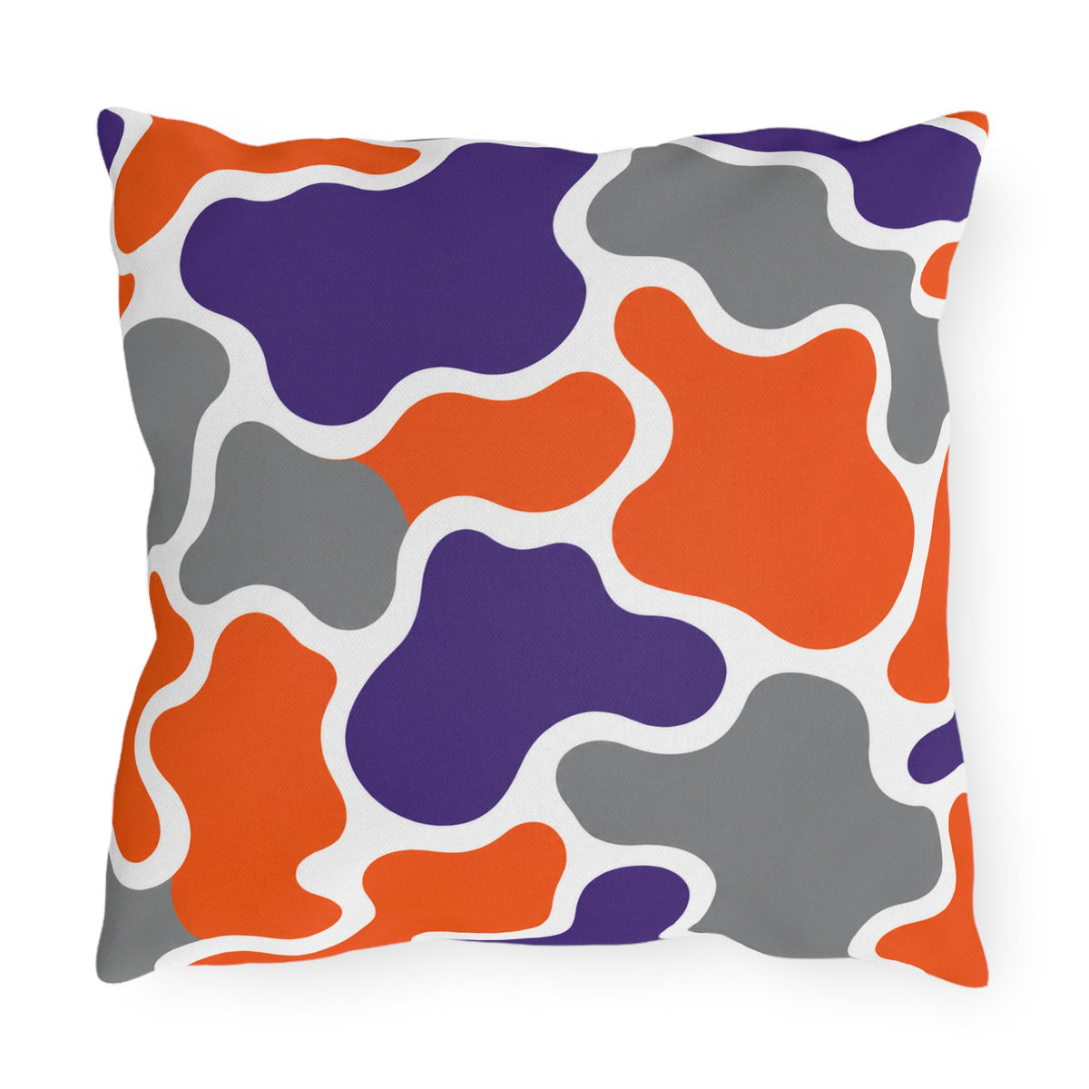 Abstract Organic Shapes Outdoor Pillow | Orange Purple Gray Modern Pattern