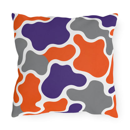 Abstract Organic Shapes Outdoor Pillow | Orange Purple Gray Modern Pattern