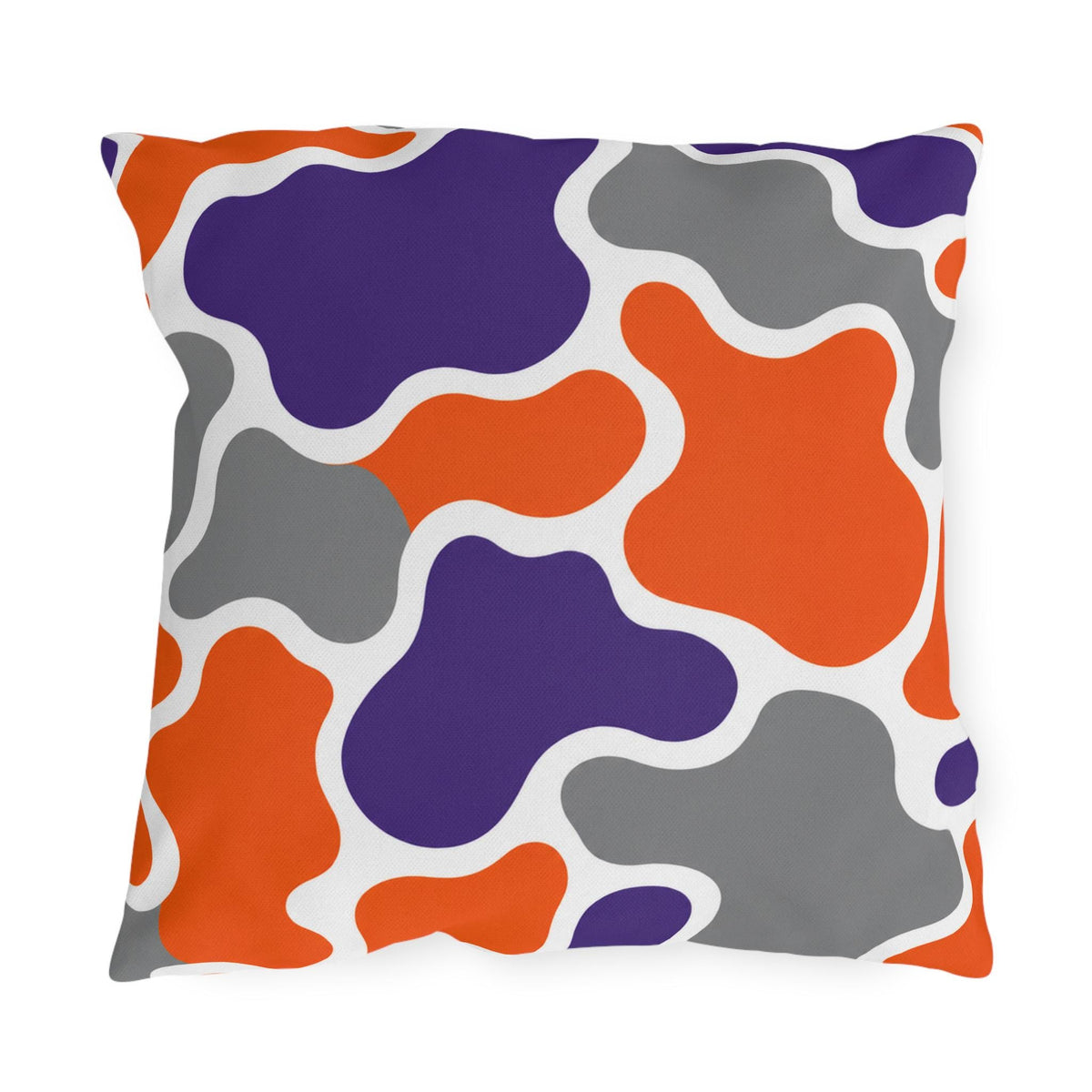 Abstract Organic Shapes Outdoor Pillow | Orange Purple Gray Modern Pattern